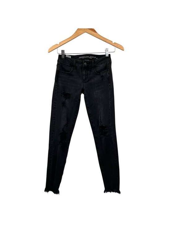 American Eagle Denim - American Eagle Womens Super Low Jeggings Distressed Gray Size 0